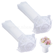 2 Bags Organza Flower Wrapping Bouquet Paper, with ABS Plastic Imitation Pearl Edge, for Valentine's Day, Wedding, Birthday Decoration, White, 270~300x0.2~3mm about 4 yard/bag(DIY-GF0009-26A)