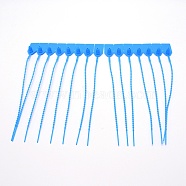 PP Plastic Tamper Seals, Disposable Self-Locking Tie, for Clothings Supplies, Deep Sky Blue, 250x19.5x15.5mm, Hole: 3mm and 5mm(AJEW-WH0230-26B)