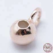 925 Sterling Silver Tube Bails, Loop Bails, with Rubber, Rondelle, Bail Beads, Rose Gold, 6x3x2.5mm, Hole: 1.5mm, Inner Diameter: 0.5mm(STER-I014-3mm-25RG)