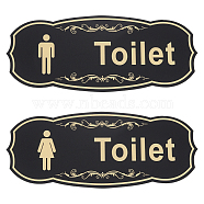 Olycraft 2Pcs 2 Style Acrylic TOILET Sign Stickers, Public Toilet Sign, for Wall Door Accessories Sign, Prussian Blue, 9x22x0.25cm, 1pc/style(AJEW-OC0002-45)