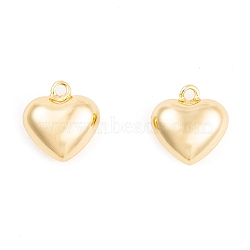 Ion Plating(IP) Brass Pendants, Heart Charms, Real 18K Gold Plated, 16x15x8mm, Hole: 2mm(KK-O146-03B-G)