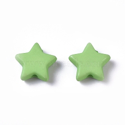 Opaque Acrylic Beads, Star, Yellow Green, 9.5x9.5x3.5mm, Hole: 0.5mm(X-SACR-WH0002-07D)