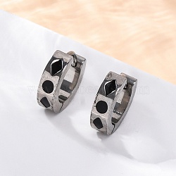 304 Stainless Steel with Enamel Earrings, Manual Polishing, Rhombus, 13x4mm(EJEW-M001-20B-P)