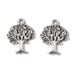 Tibetan Style Pendants, Tree of Life, Lead Free & Cadmium Free, Antique Silver, about 22mm long, 17mm wide, 2mm thick, hole: 2mm(X-LF10394Y)