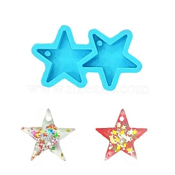 Star DIY Pendant Silicone Molds, Resin Casting Molds, for UV Resin & Epoxy Resin Jewelry Making, Deep Sky Blue, 33x59x7mm, Hole: 3mm, Inner Diameter: 30x30mm(DIY-G062-D03)