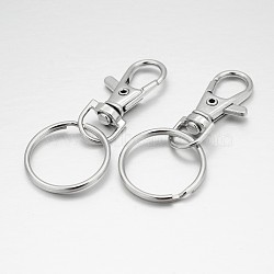 Alloy Swivel Clasps with Iron Key Rings, Platinum, 36x15x5mm(X-PALLOY-O058-02)