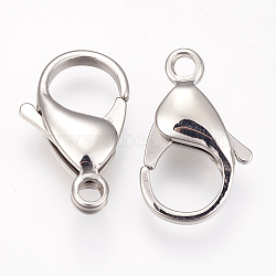 304 Stainless Steel Lobster Claw Clasps, Parrot Trigger Clasps, Stainless Steel Color, 20x12.5x5mm, Hole: 2.5mm(STAS-I082-14P-04)