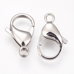 Tarnish Resistant 304 Stainless Steel Lobster Claw Clasps, Parrot Trigger Clasps, Stainless Steel Color, 20x12.5x5mm, Hole: 2.5mm(STAS-I082-14P-04)