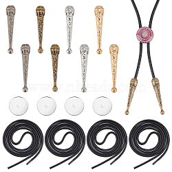 AHADERMAKER DIY Bolo Tie Making Kit, Including Nylon Cords, Alloy Cord End, Blank Zinc Alloy Bolo Tie Round Slider Pack, Mixed Color, 16Pcs/box(DIY-GA0006-12)