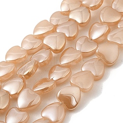 Glass Beads Strands, Heart, PeachPuff, 9.5x10x4mm, Hole: 1mm, about 79pcs/strand, 28.74 inch(73cm)(GLAA-G104-05A)