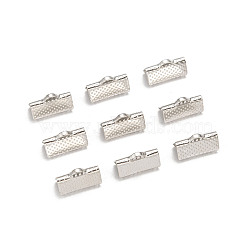 Iron Ribbon Crimp Ends, Nickel Free, Platinum, 7x13mm, Hole: 2mm(E005Y-NF)