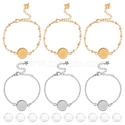 DIY Blank Dome Link Bracelet Maknig Kit, Including 304 Stainless Steel Bracelet Settings, Glass Cabochons, Golden & Stainless Steel Color, Bracetet Making: 140mm, Tray: 14mm(DIY-NB0010-47A)