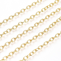 Brass Cable Chains, Soldered, with Spool, Flat Oval, Long-Lasting Plated, Real 18K Gold Plated, 5x3.5x0.7mm, about 16.4 Feet(5m)/roll(CHC-G007-05G)