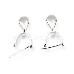 925 Sterling Silver Ice Pick Pinch Bails, Teardrop, 925 Sterling Silver Plated, 10x9x2mm, Hole: 5x4mm, Inner Diameter: 5mm, Pin: 0.5mm(STER-Z001-122S-05)