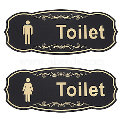 Olycraft 2Pcs 2 Style Acrylic TOILET Sign Stickers, Public Toilet Sign, for Wall Door Accessories Sign, Prussian Blue, 9x22x0.25cm, 1pc/style(AJEW-OC0002-45)