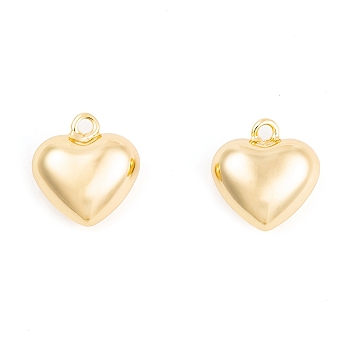 Ion Plating(IP) Brass Pendants, Heart Charms, Real 18K Gold Plated, 16x15x8mm, Hole: 2mm