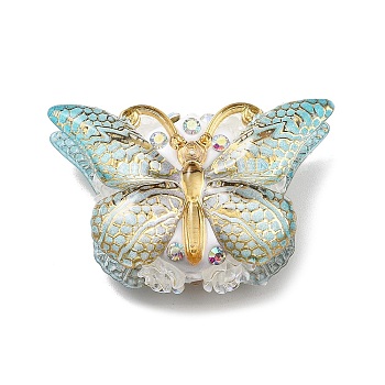 Polymer Clay Rhinestone Beads, Butterfly Acrylic Double-sided Decorative Beads, for DIY Jewelry, Keychains and Beadable Pens, Dark Turquoise, 26x38x17mm, Hole: 1.8mm