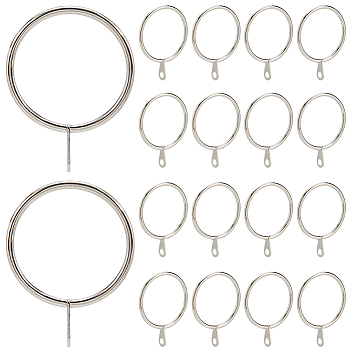 Iron Drape Sliding Eyelet Rings, Drapery Curtain Rings Hanging Rings for Curtains and Rods, Platinum, 58x44x3mm, Hole: 5mm, Inner Diameter: 38mm, 28pcs/set
