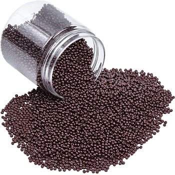 11/0 Glass Seed Beads, Baking Varnish, Opaque Colours, Round, Coconut Brown, 2x1.5mm, Hole: 0.3mm, about 100g/box