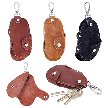 Nbeads 3Pcs 3 Colors Cattle Hide Keychains, with Platinum Tone Aluminum & Alloy Findings, for Key Cover, Mixed Color, 14.1~15cm, 1pc/colors