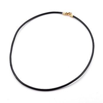 Leather Cord Necklace Making, with 304 Stainless Steel Lobster Claw Clasps, Black, 20 inch(50.8cm)
