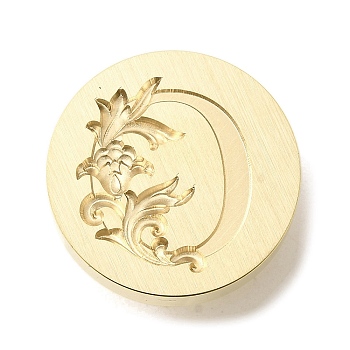 Wax Seal Brass Stamp Heads, Flower Letter Series, Golden, Letter O, 25.5x14mm, Hole: 7mm