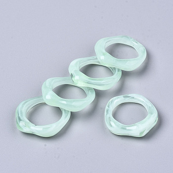 Transparent Resin Finger Rings, Imitation Gemstone Style, Aquamarine, US Size 6 3/4(17.1mm)