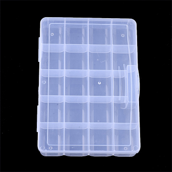 Plastic Bead Storage Containers, 20 Compartments, Rectangle, Clear, 27x19x4.5cm, Compartment: 52x45mm
