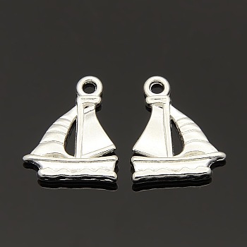 Tibetan Style Alloy Sail Boat Pendants, Cadmium Free & Nickel Free & Lead Free, Silver Color Plated, 20x16.5x2mm