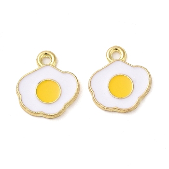 Alloy Enamel Charms, Fried Egg/Poached Egg Charm, Golden, Gold, 14.5x13x1.2mm, Hole: 1.6mm
