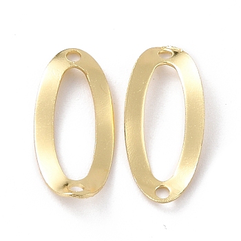 Eco-Friendly Brass Links Connectors, Cadmium Free & Lead Free, Oval, Real 18K Gold Plated, 17.5x8.5x1mm, Hole: 1.4mm