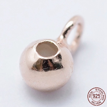 925 Sterling Silver Tube Bails, Loop Bails, with Rubber, Rondelle, Bail Beads, Rose Gold, 6x3x2.5mm, Hole: 1.5mm, Inner Diameter: 0.5mm