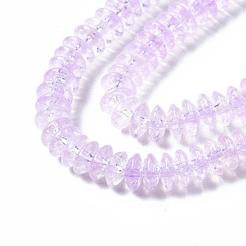 Crackle Glass Beads, Dyed & Heated, Rondelle, Plum, 6x3.5mm, Hole: 1.2mm, about 147pcs/strand, 15.23 inch(38.7cm)
