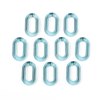 Transparent Acrylic Linking Rings, Quick Link Connectors, for Cable Chains Making, Unwelded, Oval, Pale Turquoise, 27x16.5x4.5mm, Inner Diameter: 18x7.5mm