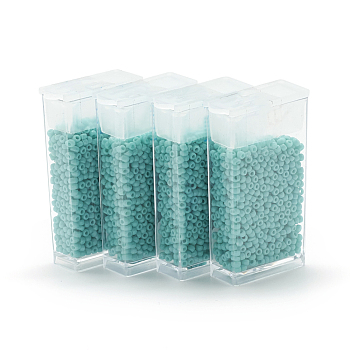MGB Matsuno Glass Beads, Japanese Seed Beads, 12/0 Opaque Glass Round Hole Rocailles Seed Beads, Turquoise, 2x1mm, Hole: 0.5mm, about 900pcs/box, net weight: about 10g/box