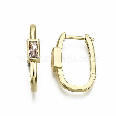 Brass Micro Pave Clear Cubic Zirconia Huggie Hoop Earring(EJEW-T046-15G-NF)-2