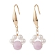 Round Natural Kunzite & Shell Pearl Beads Dangle Earring(EJEW-TA00038-02)-1