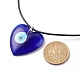 Collier pendentif coeur avec mauvais œil au chalumeau avec cordon en cuir pour femme(NJEW-JN03924-01)-5