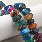 Natural Agate Beads Strands, Dyed & Heated, Faceted, Rondelle, Mixed Color, 15~17x15~17x9~11mm, Hole: 1.2mm, about 19~21pcs/strand, 6.89''~7.48''(17.5~19cm)(G-K392-A21)