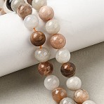 Round Natural Multi-Moonstone Beads Strands, 8mm, Hole: 1mm, about 48pcs/strand, 15.55''(39.5cm)(G-D767-8mm-01)