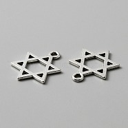 Tibetan Style Alloy Pendants, Star of David Charms, Antique Silver, 21x16x1mm, Hole: 1.8mm(FIND-CJC0012-044)