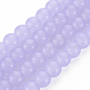 Imitation Jade Glass Beads Strands, Spray Painted, Round, Lilac, 8mm, Hole: 1.3~1.6mm, about 100pcs/strand, 31.4 inch(X-DGLA-S076-8mm-27-01)