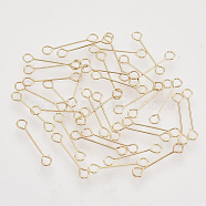 Iron Eye Pins, Cadmium Free & Lead Free, Double Sided Eye Pins, Light Gold, 15x0.4mm, Hole: 1.8mm, Head: 3mm(IFIN-S126-01A-KC)