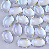 Transparent Glass Cabochons, AB Color Plated, Oval, Clear AB, 14x10x5mm(X-EGLA-N004-02B-01)