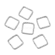 50Pcs Iron Linking Rings, Textured Open Rings, Platinum, Square, 15x15~16x1.5mm, Inner Diameter: 12.5~13x13mm(IFIN-E017-02E-P)