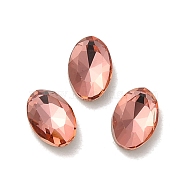 Glass Rhinestone Cabochons, Point Back & Back Plated, Faceted, Oval, Padparadscha, 6x4x2mm(RGLA-P037-08A-D262)