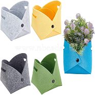 CHGCRAFT 5Pcs 5 Colors Foldable Felt Fleshy Flowerpot, for Plant Storage Box, Mixed Color, 311x225x3mm, 1pc/color(DIY-CA0003-95)