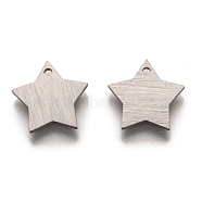 304 Stainless Steel Pendants, Stamping Blank Tag, Laser Cut, Double Side Drawbench Effect, Star, Stainless Steel Color, 10.5x11x1mm, Hole: 1mm(STAS-O133-03A-P)