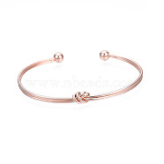 Alloy Wire Wrap Knot Open Cuff Bangle for Women, Cadmium Free & Lead Free, Rose Gold, Inner Diameter: 1-3/4x2-5/8 inch(4.5x6.6cm)(BJEW-S118-145RG)