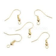 Brass Earring Hooks, Ear Wire, French Hooks with Coil and Ball, Light Gold, 18x18x3mm, Hole: 2mm, 22 Gauge, Pin: 0.6mm(KK-C024-18KCG)